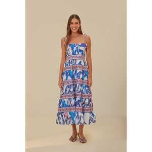 Off-White Blue Foliage Midi Dress